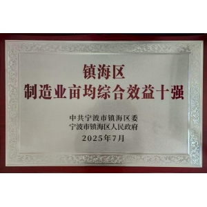 镇海区制造业亩均综合效益十强